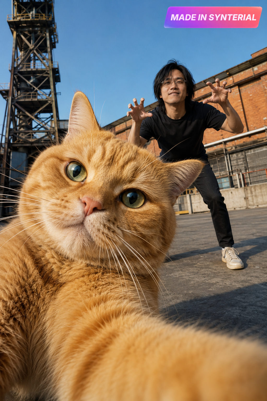 Surreal Giant Cat Fashion Editorial ChatGPT Prompt AI image prompt preview generated with Synterial